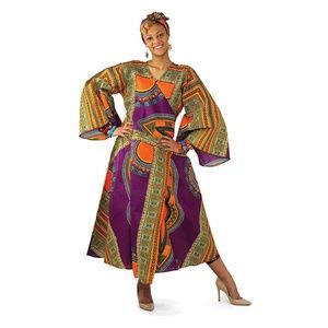 Traditional Print Wrap Dress